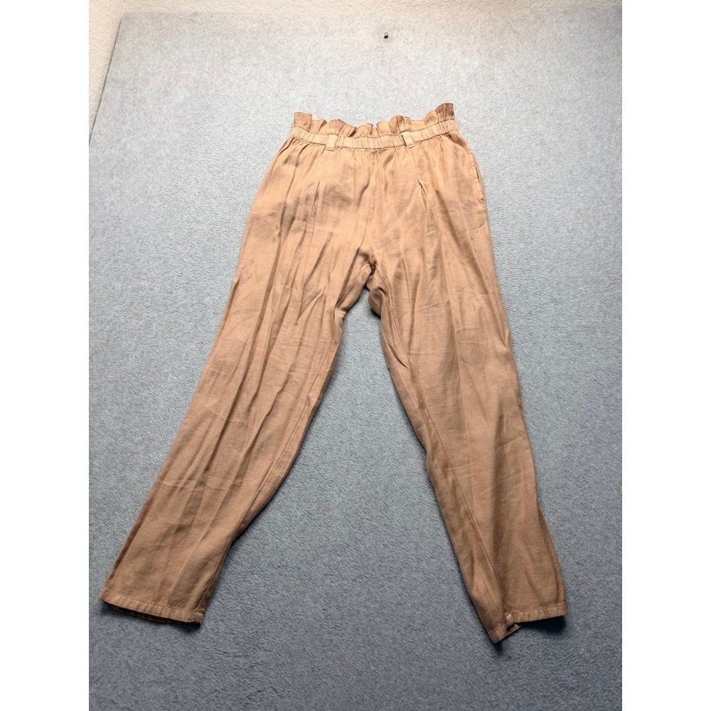Billabong Waist Linen Blend Pleated Tapered Pants Clay Terracotta High Rise